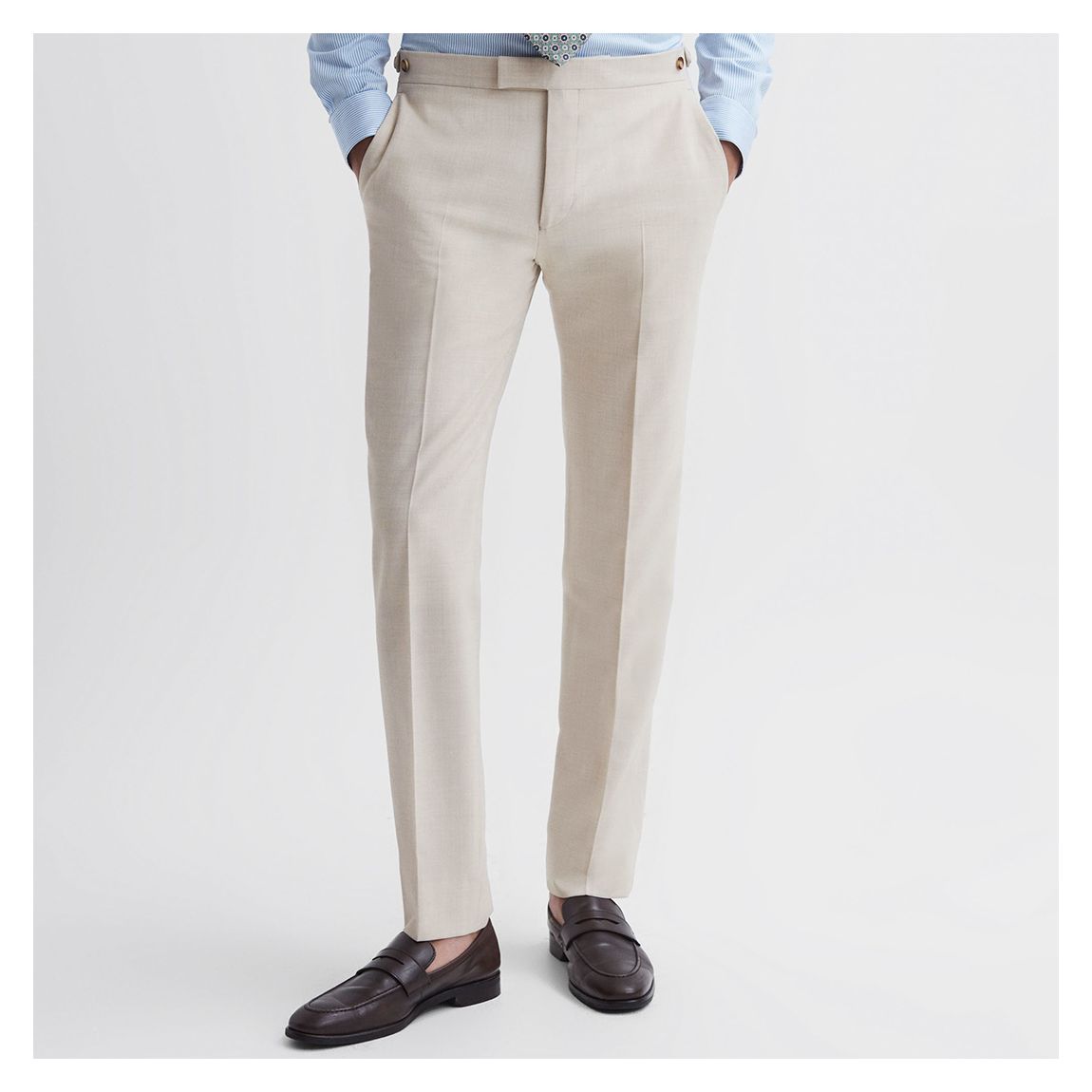 Stone Belmont Textured Weave Wool Blend Trousers main product photo