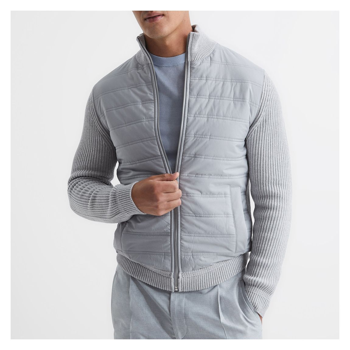Grey Trainer Quilted Hybrid Jacket main product photo