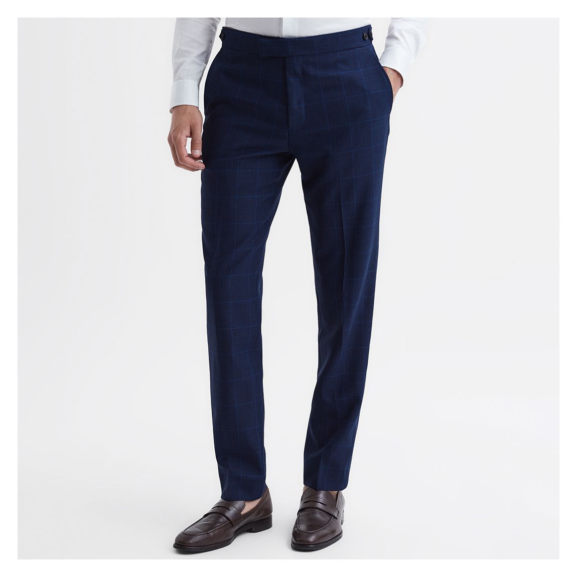 Navy Royce Straight Leg Wool Trousers main product photo