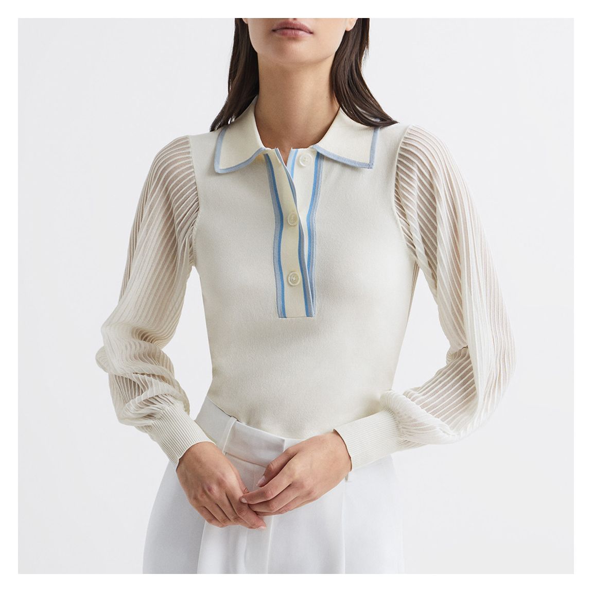 White Fran-Sheer Fabric Top main product photo