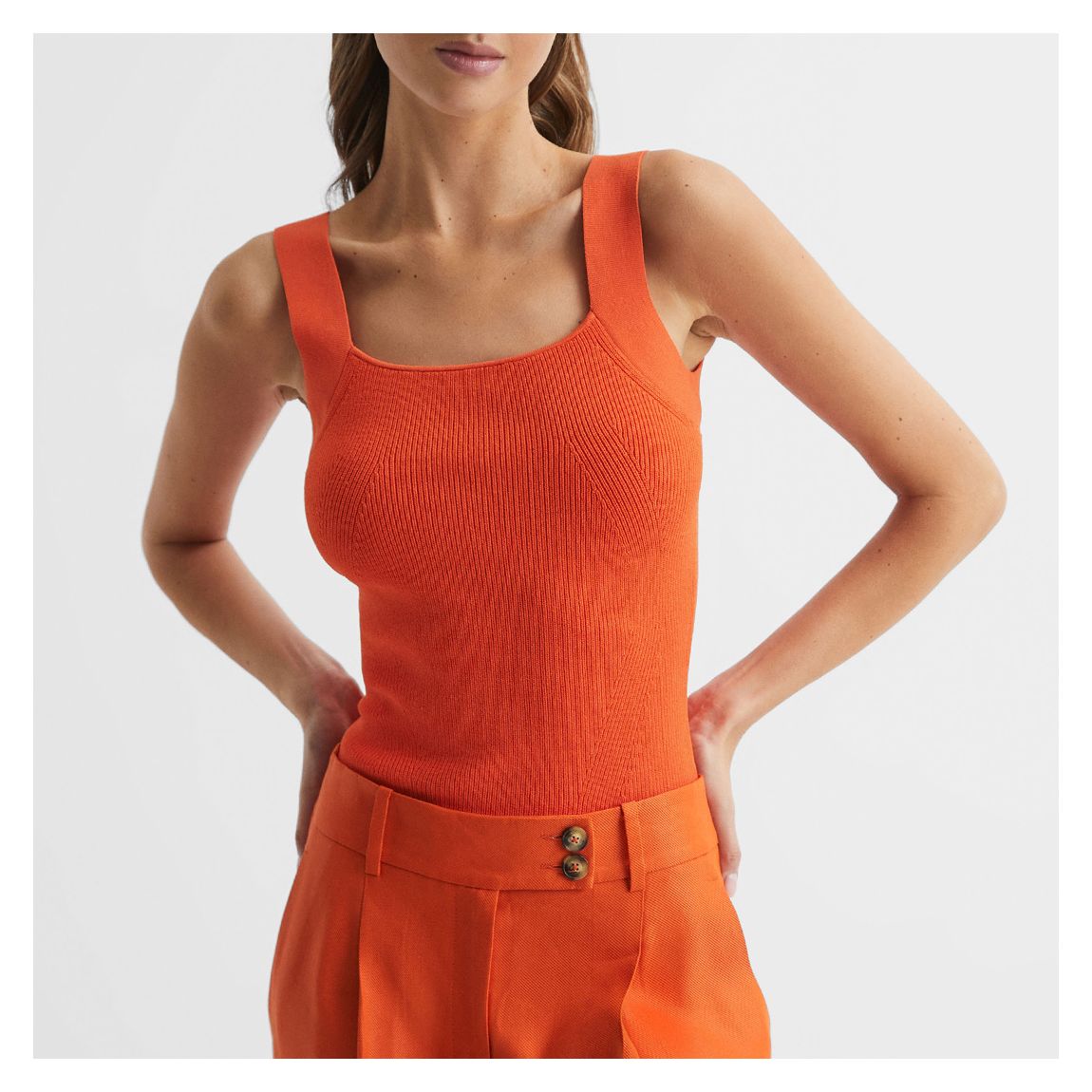 Orange Tamara Square Neck Top main product photo