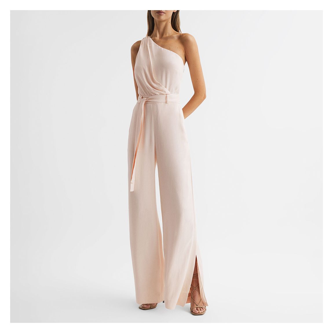 Pink Eliza One Shoulder Occasion Jumpsuit main product photo
