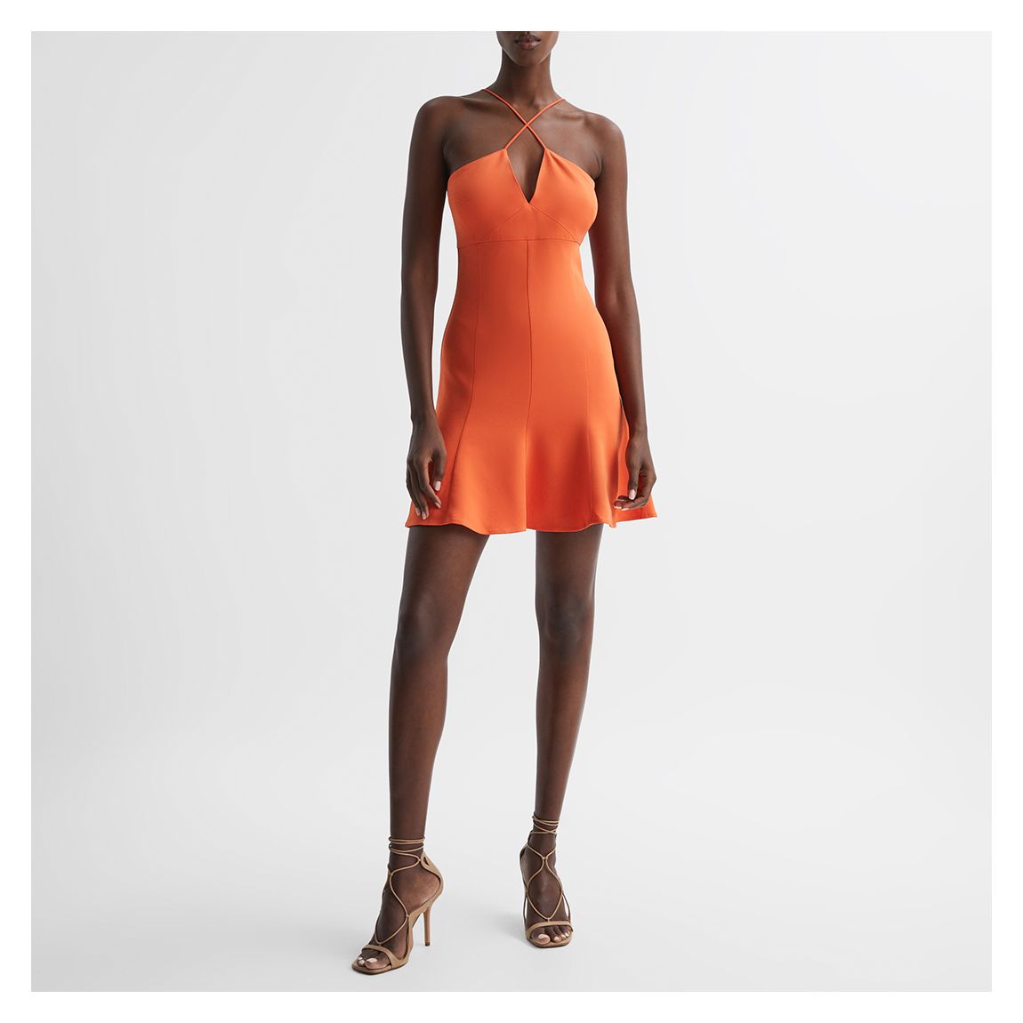 Orange Trina Strappy Flippy Mini Dress main product photo
