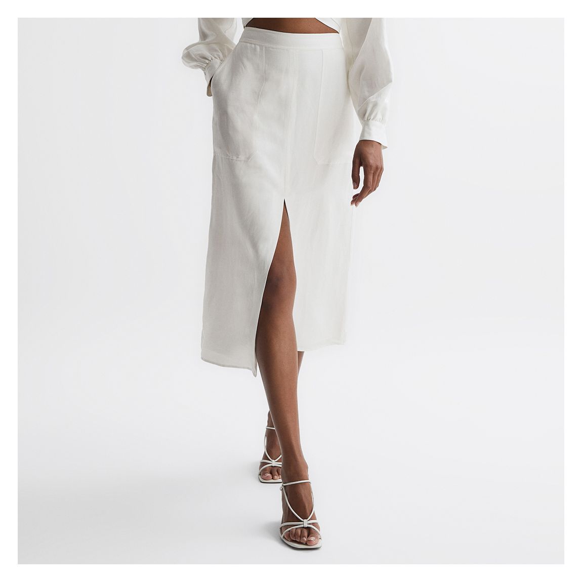 White Axelle Linen Skirt main product photo