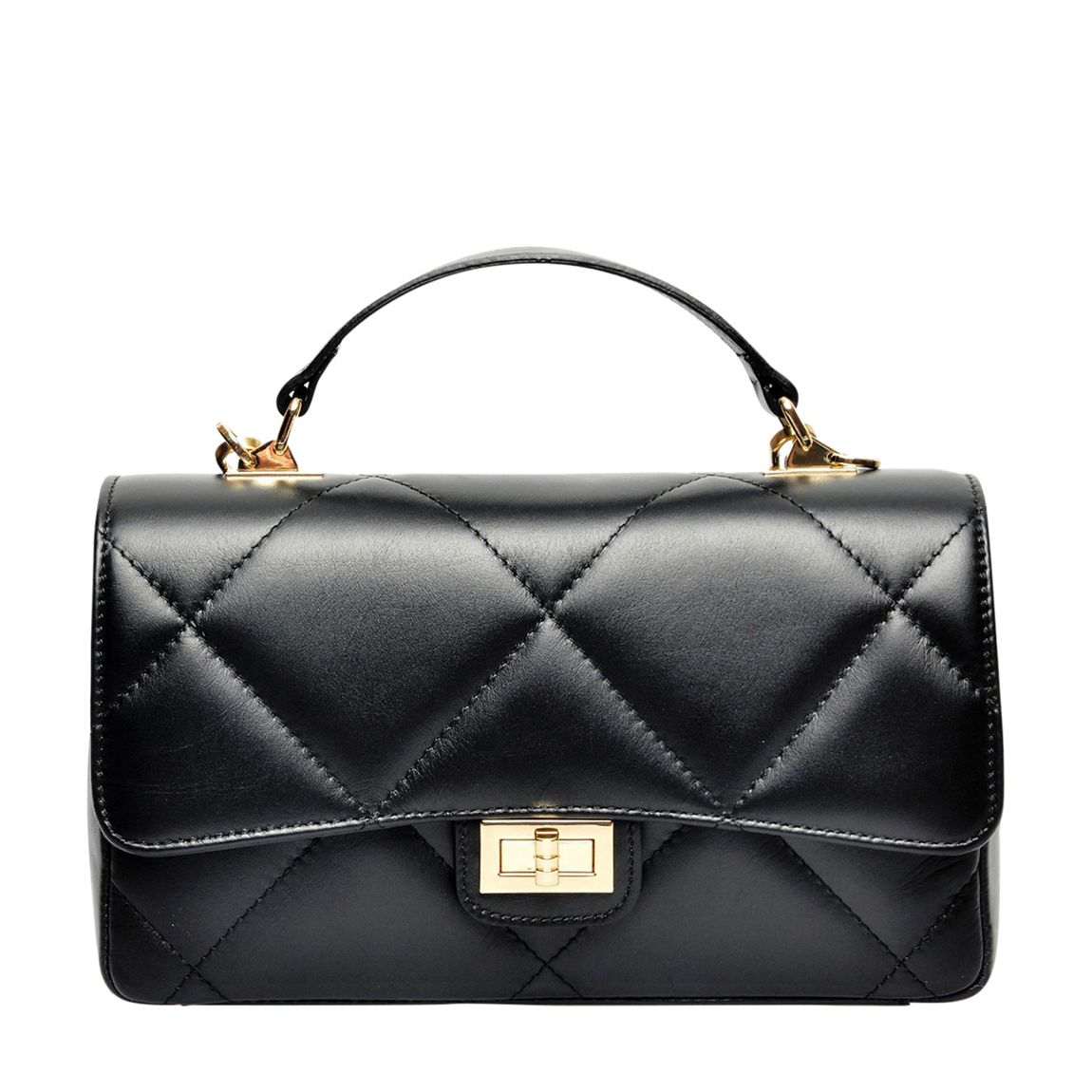 Black Italian Leather Crossbody Bag main product photo