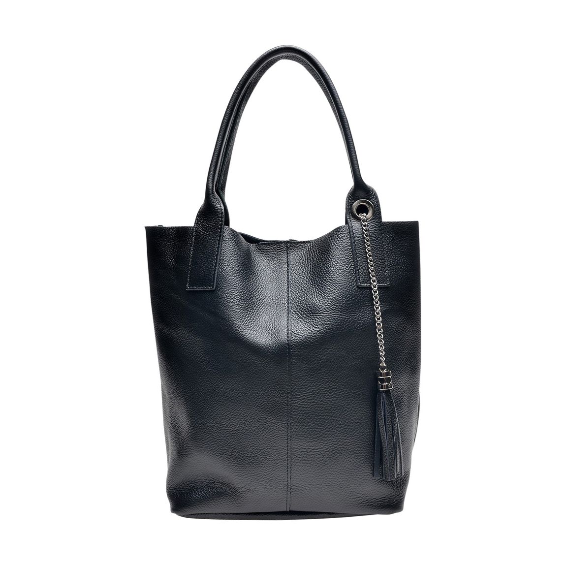 Black Italian Leather Tote Bag main product photo