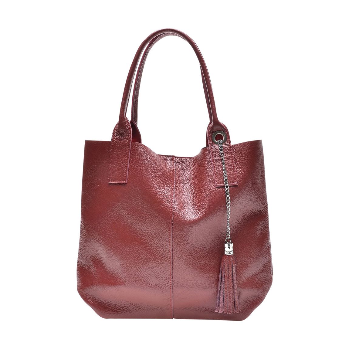 Red Italian Leather Tote Bag main product photo