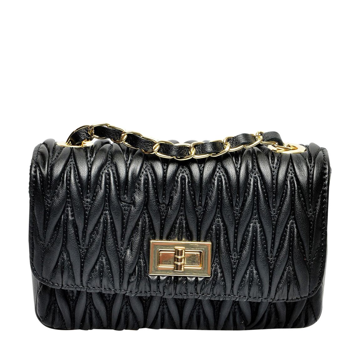 Black Italian Leather Crossbody Bag main product photo