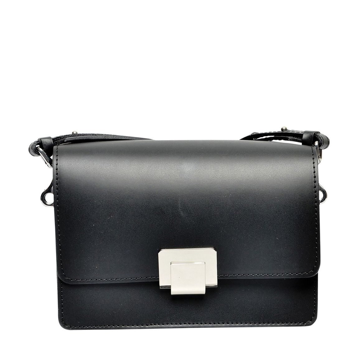 Black Italian Leather Crossbody Bag main product photo