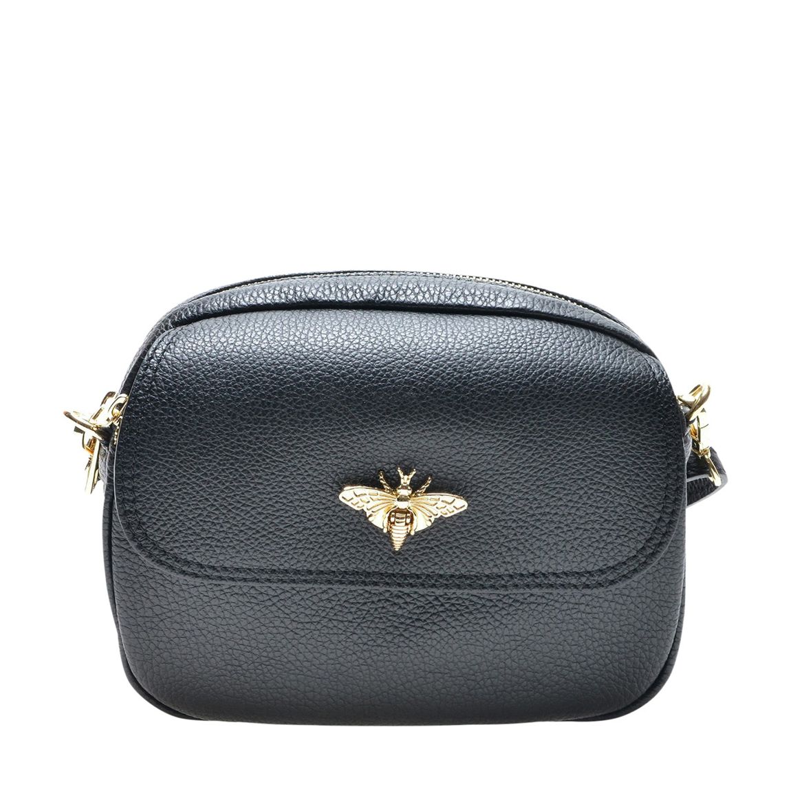 Black Italian Leather Crossbody Bag main product photo