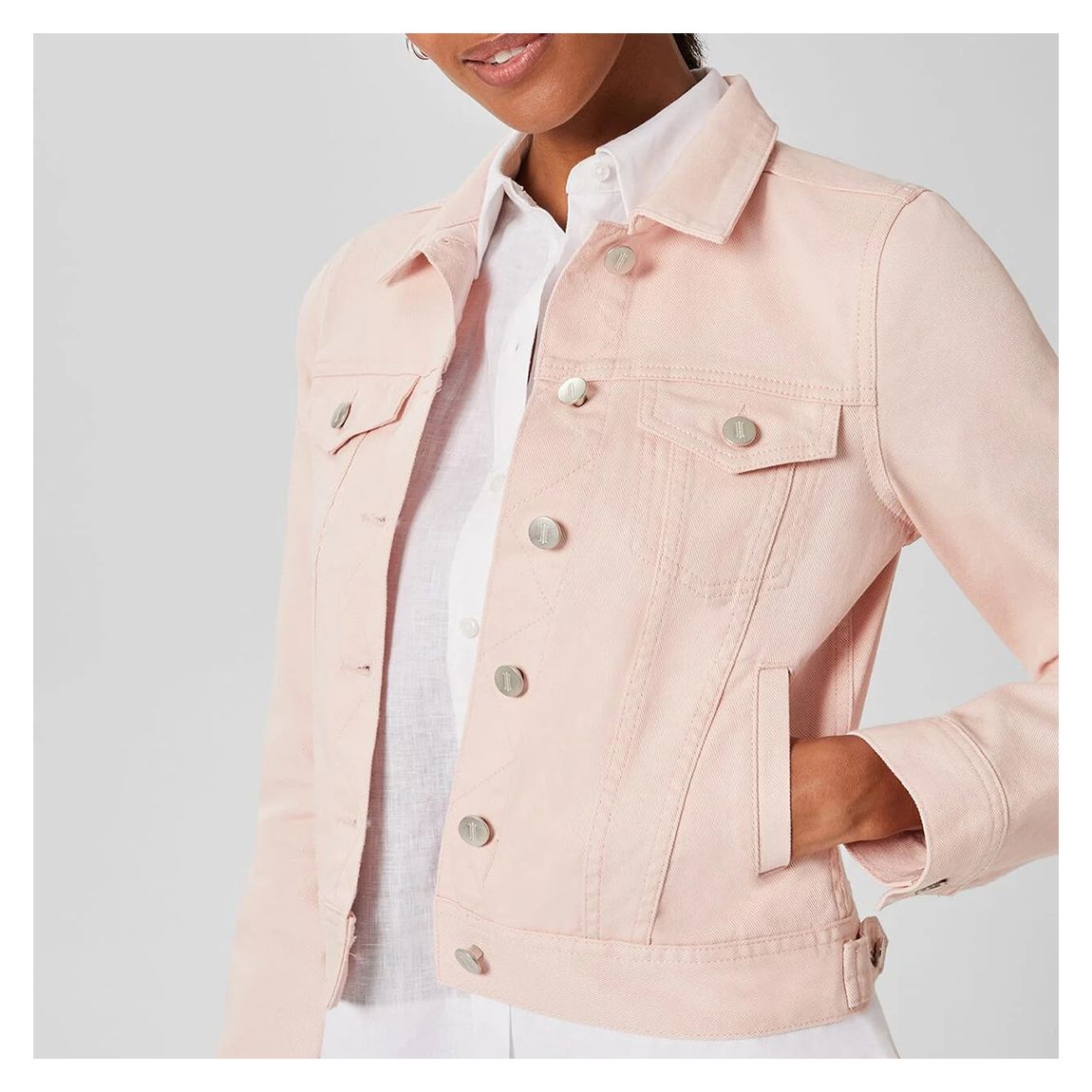Pink Mariam Cotton Denim Jacket main product photo