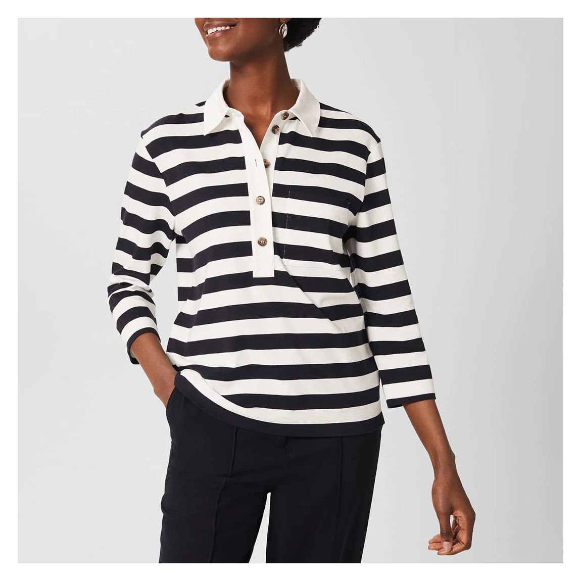Navy/White Lillie Striped Polo Top main product photo