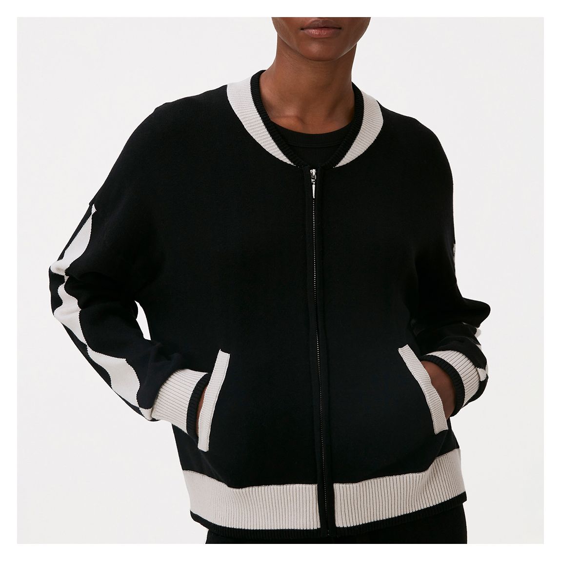 Black Diamond Cotton Silk Blend Bomber Jacker main product photo