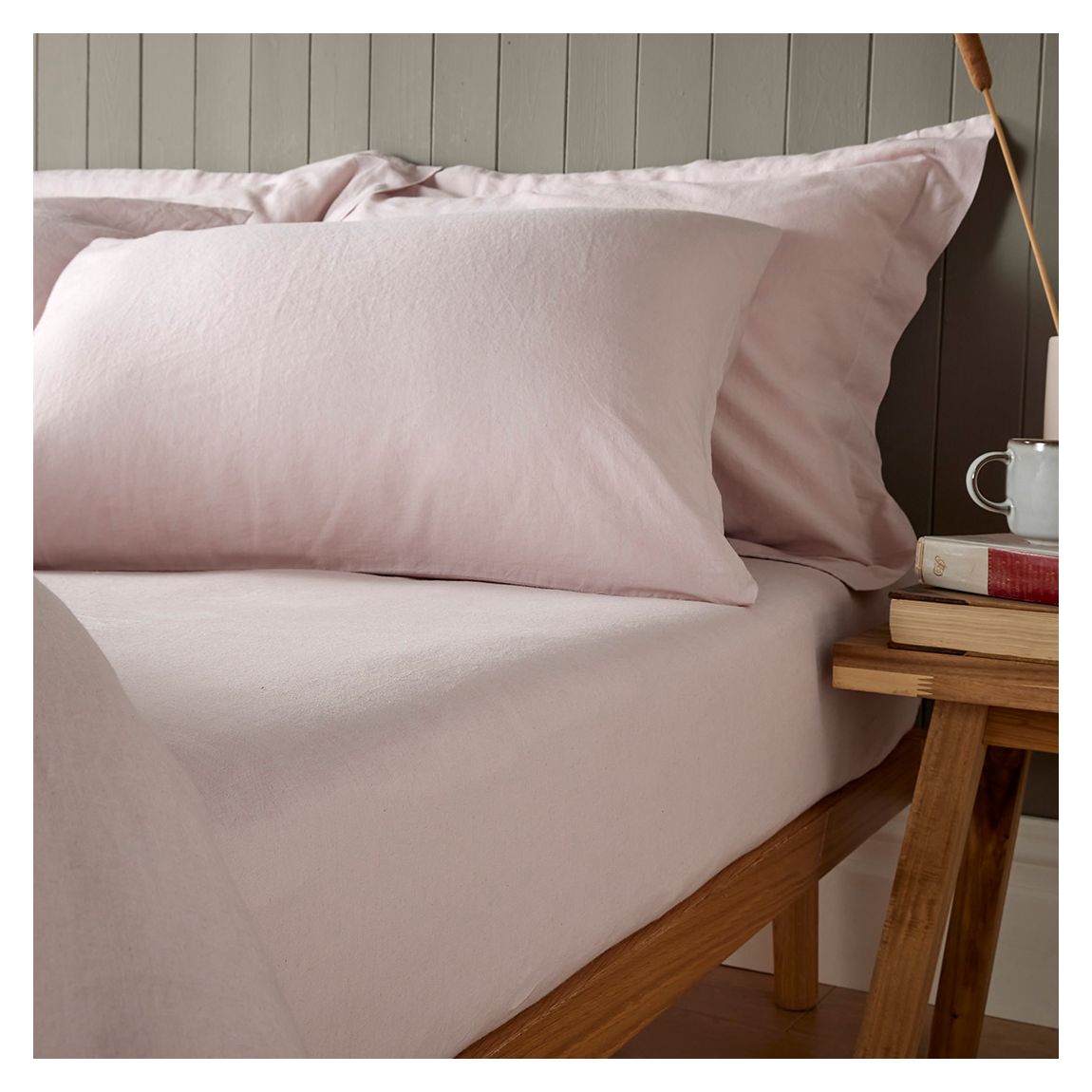 Linen Blend Superking Fitted Sheet, Rose main product photo
