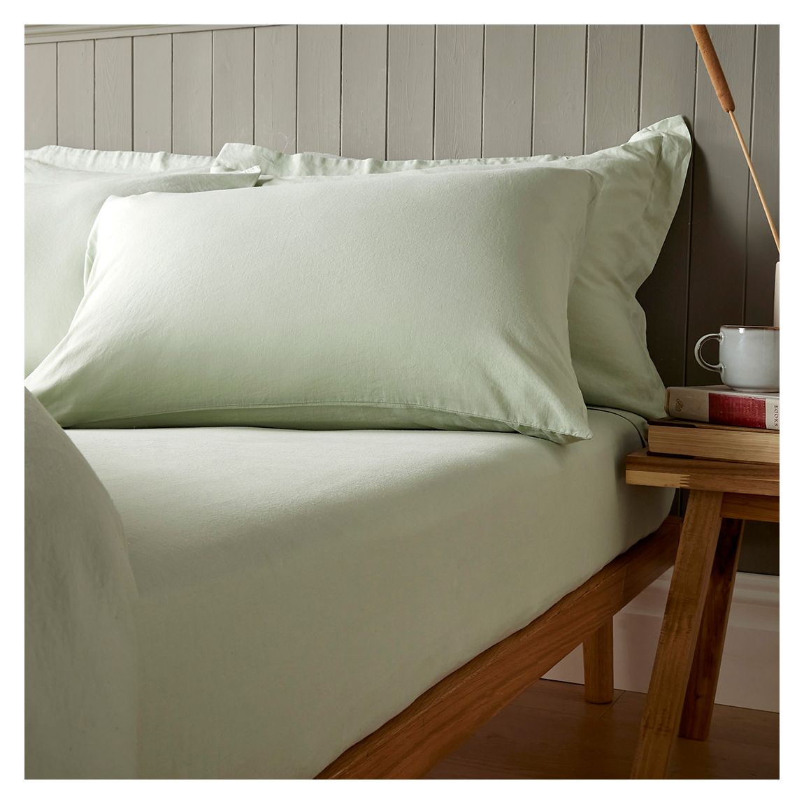 Linen Blend Double Fitted Sheet, Duck Egg main product photo