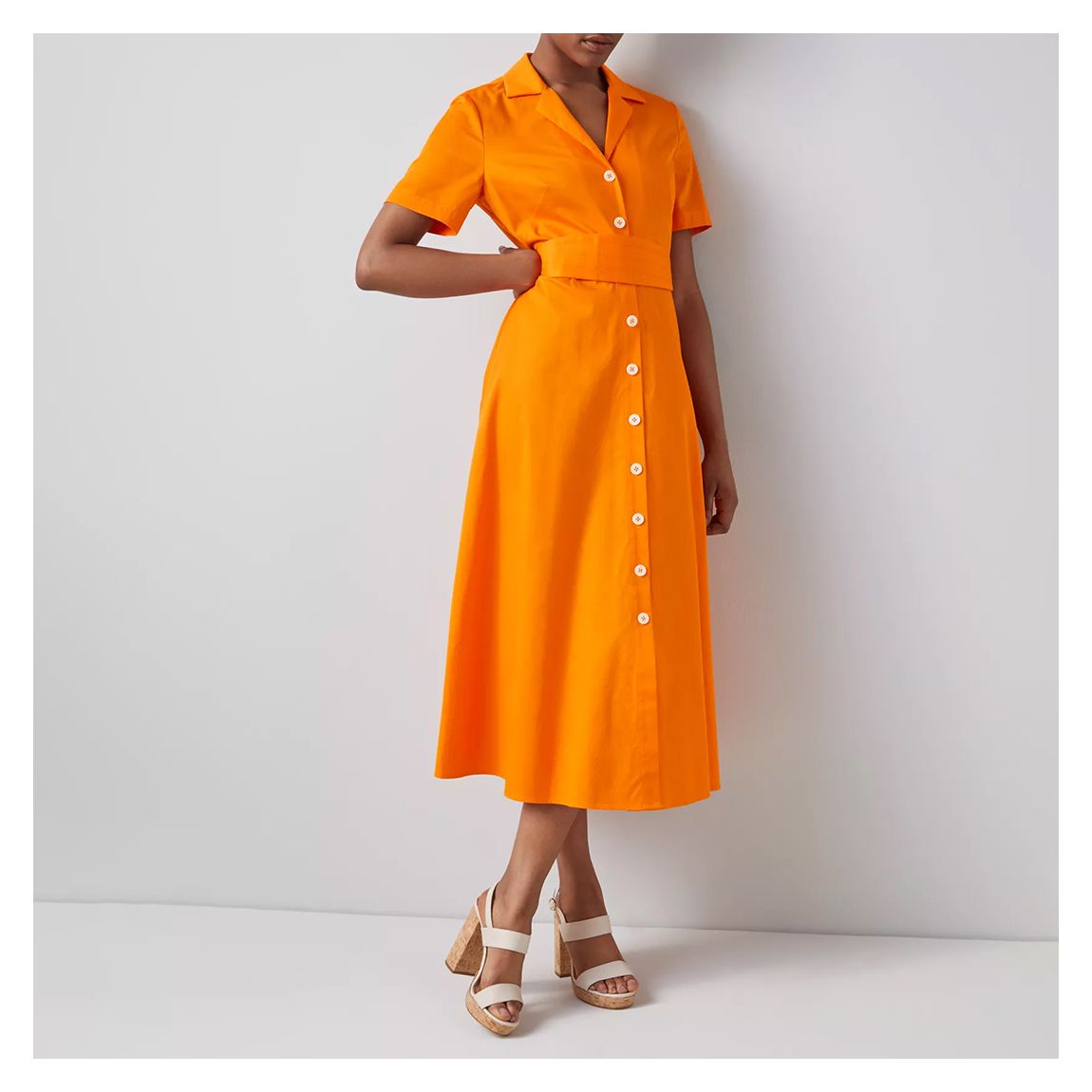 Orange Joplin Cotton Shirt Dress main product photo