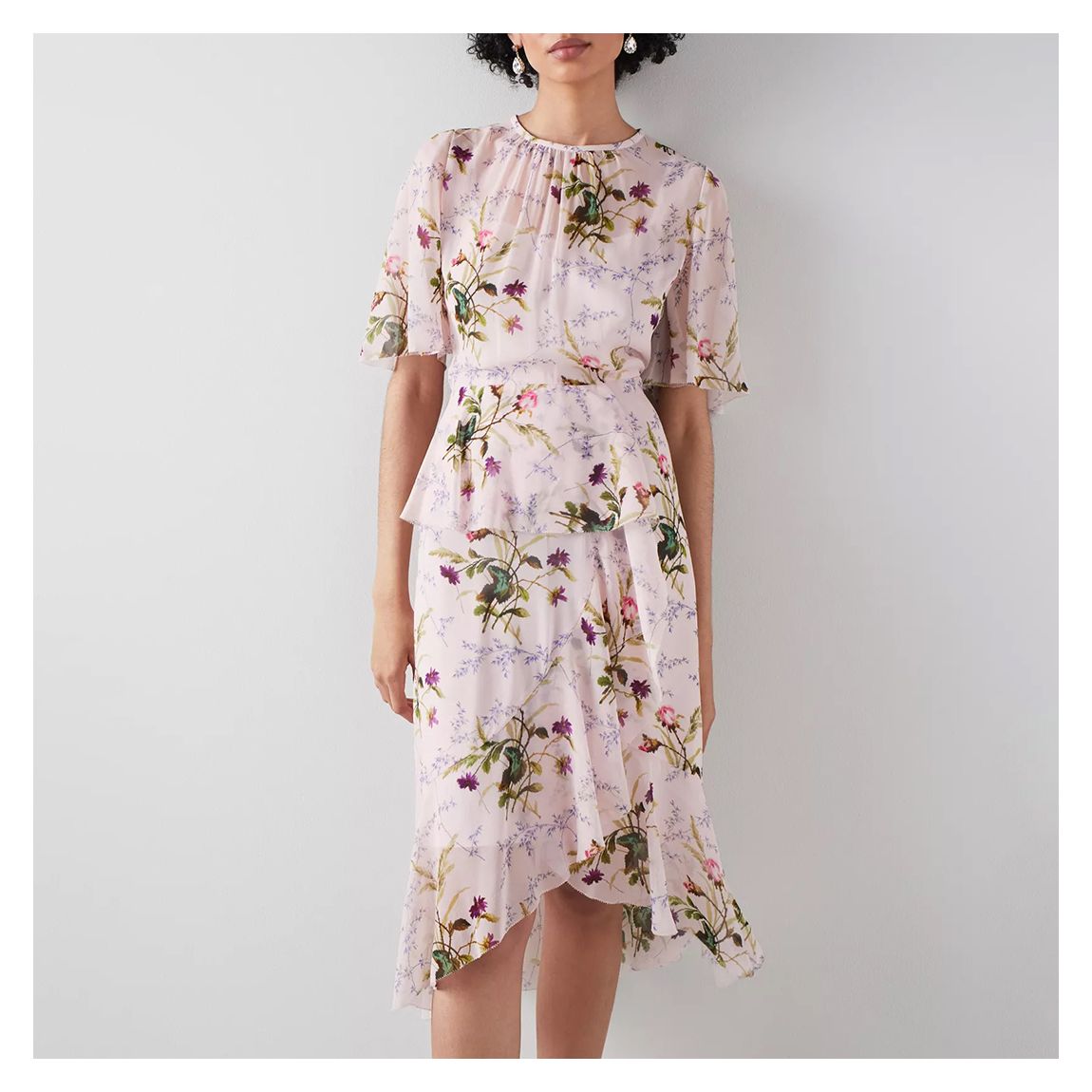 Pink Thea Meadow Scene Midi Dress main product photo