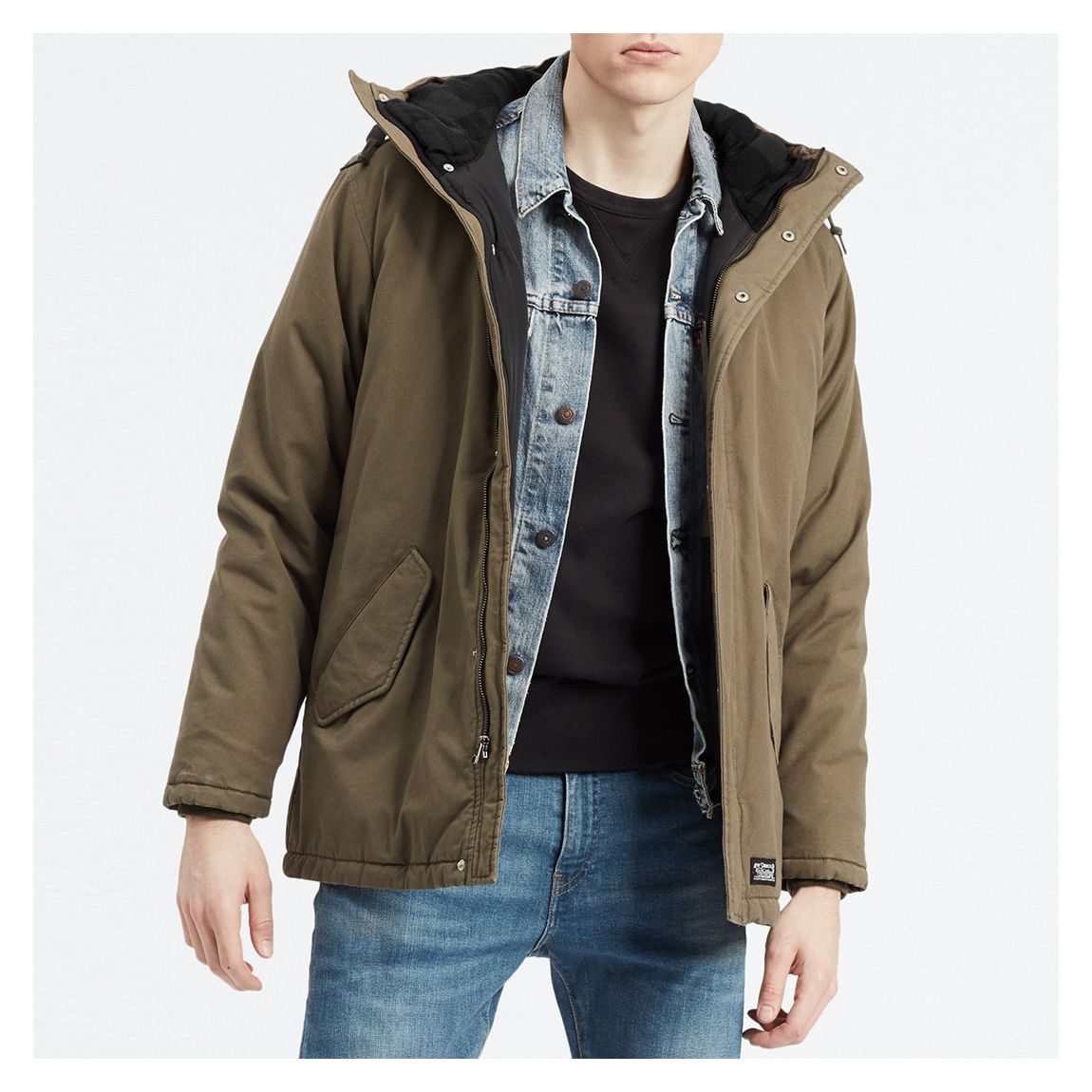 Khaki Thermore Padded Parka Cotton Coat main product photo