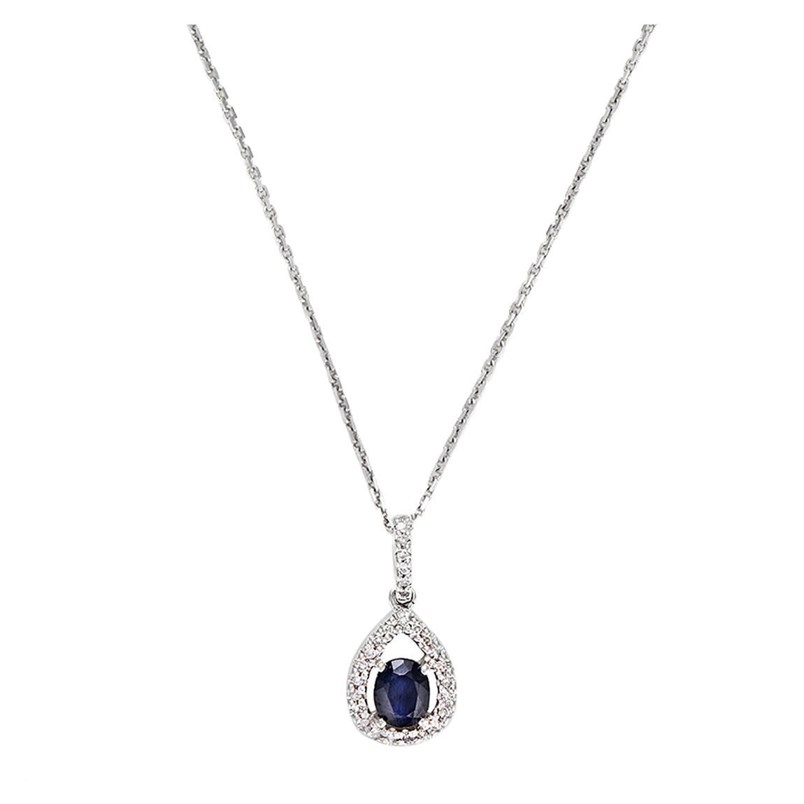 "Blue Night Tear" Blue Sapphire 0.31ct/1 + Diamonds 0.08ct/27 - Pendant main product photo