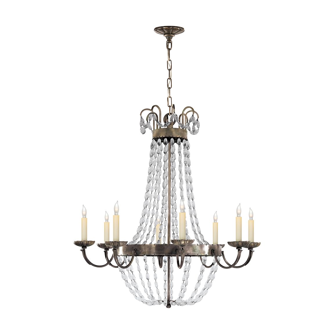 Paris Flea Market Large Chandelier in Sheffield Silver with Seeded Glass main product photo
