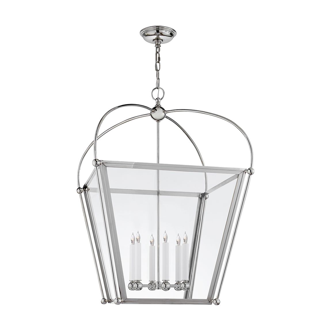 Riverside Large Square Lantern in Polished Nickel with Clear Glass main product photo