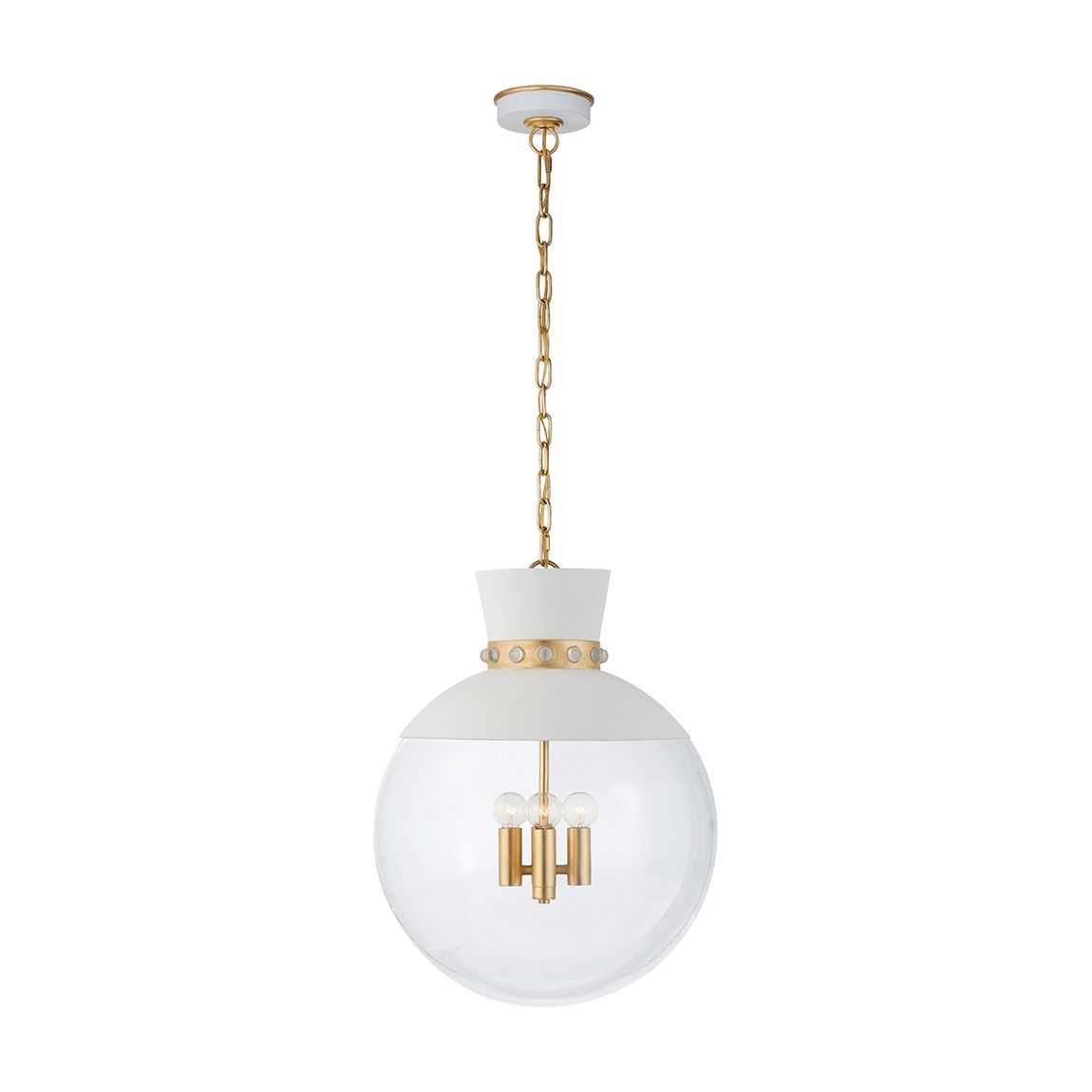 Lucia Large Pendant in Matte White and Gild with Clear Glass main product photo