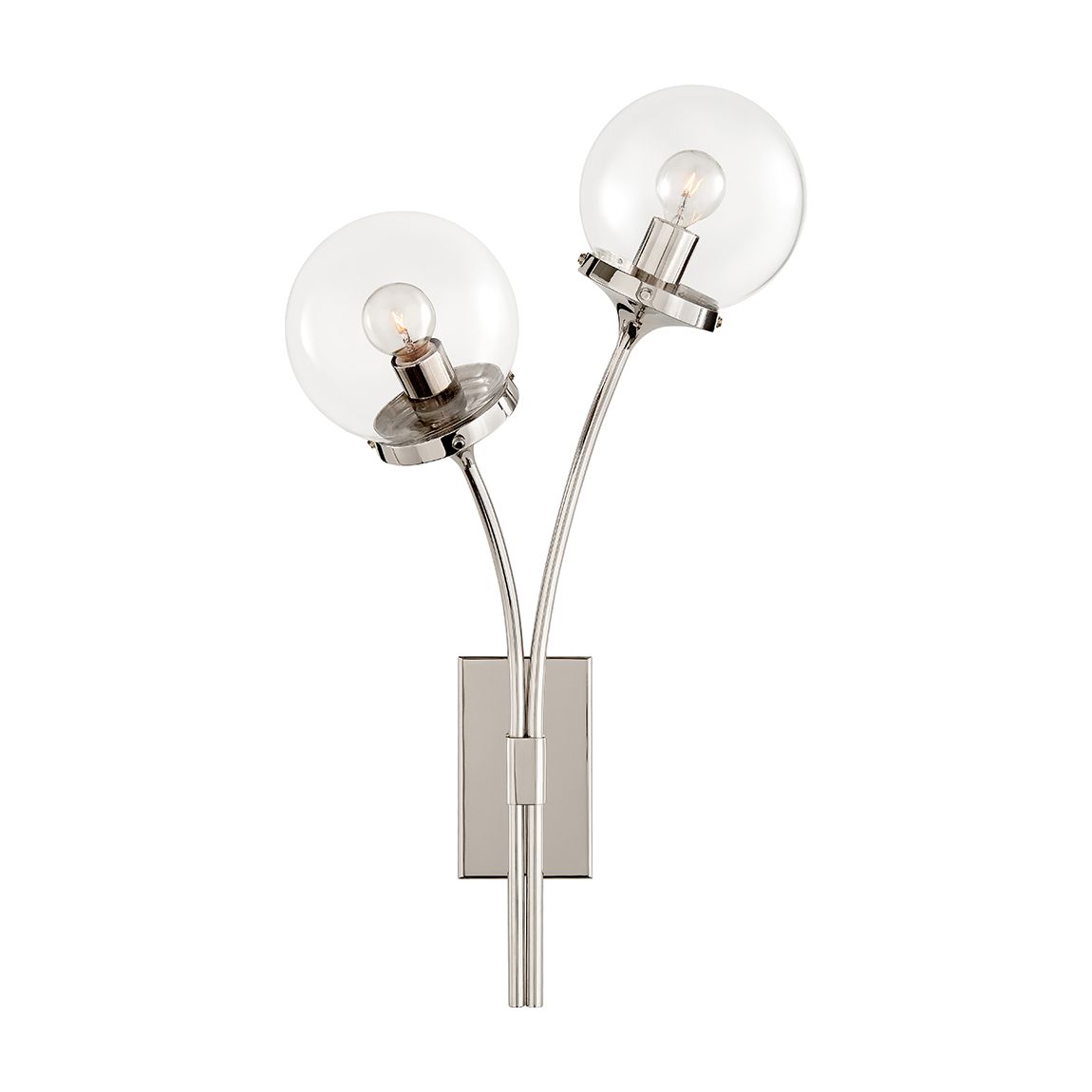 Prescott Left Sconce in Polished Nickel with Clear Glass main product photo