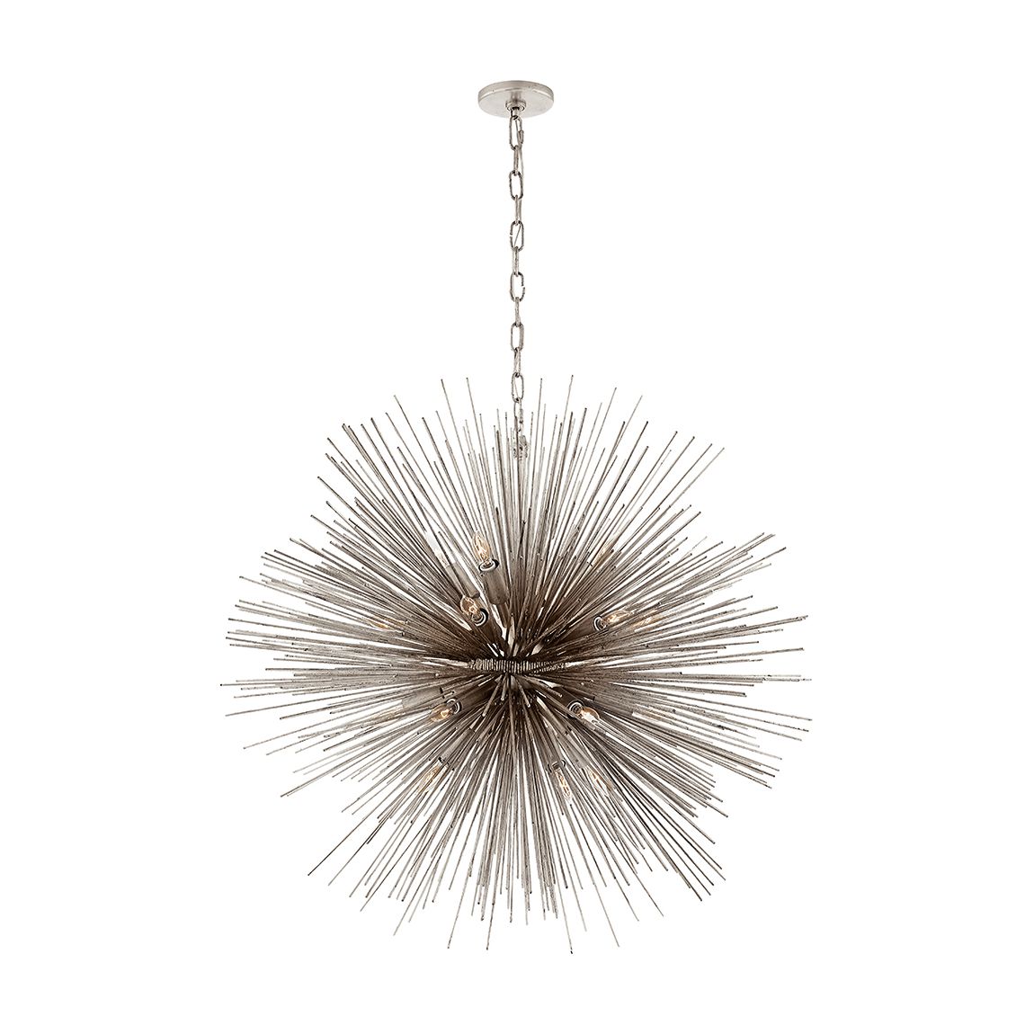 Strada Large Round Chandelier in Burnished Silver Leaf main product photo