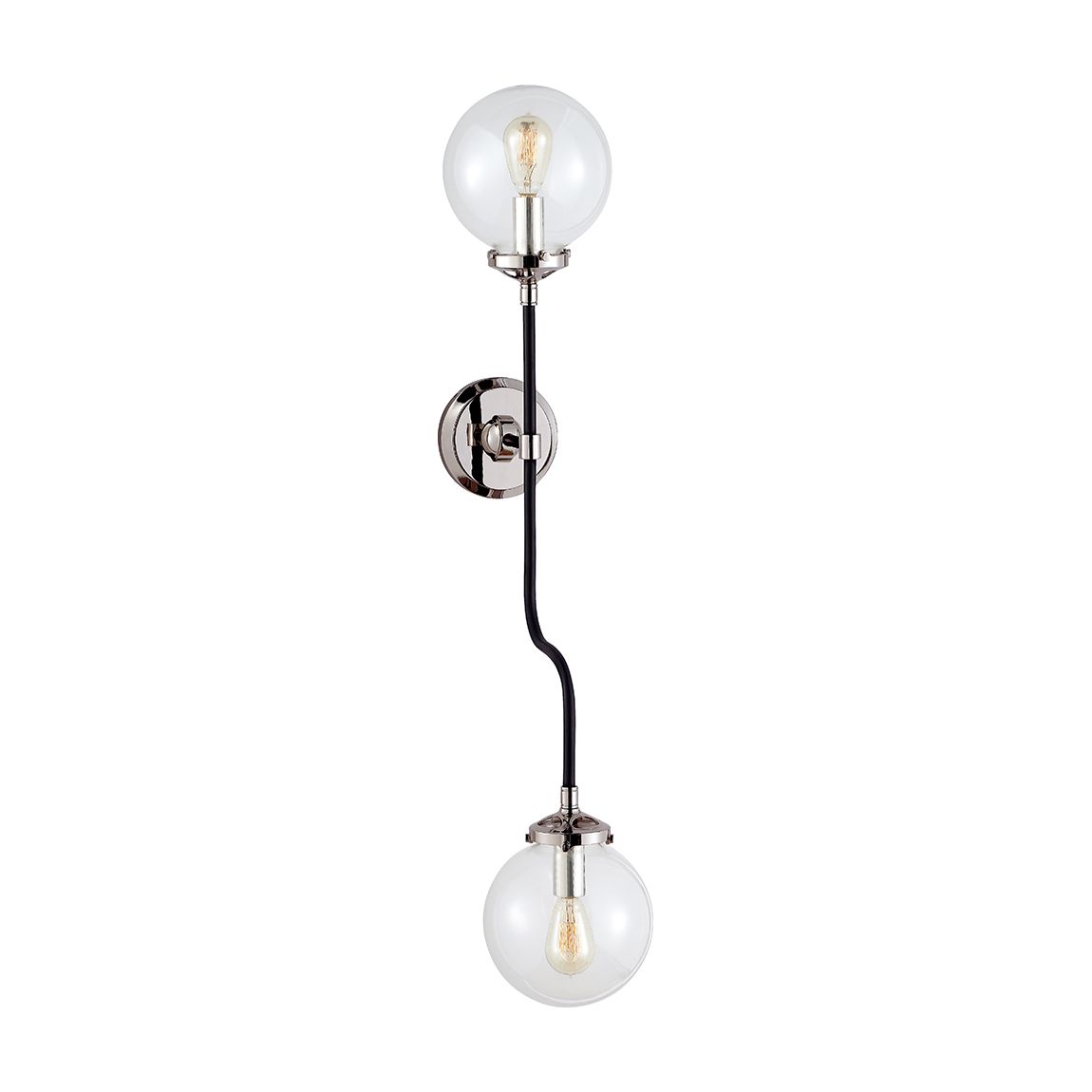 Bistro Double Wall Sconce in Polished Nickel with Clear Glass main product photo