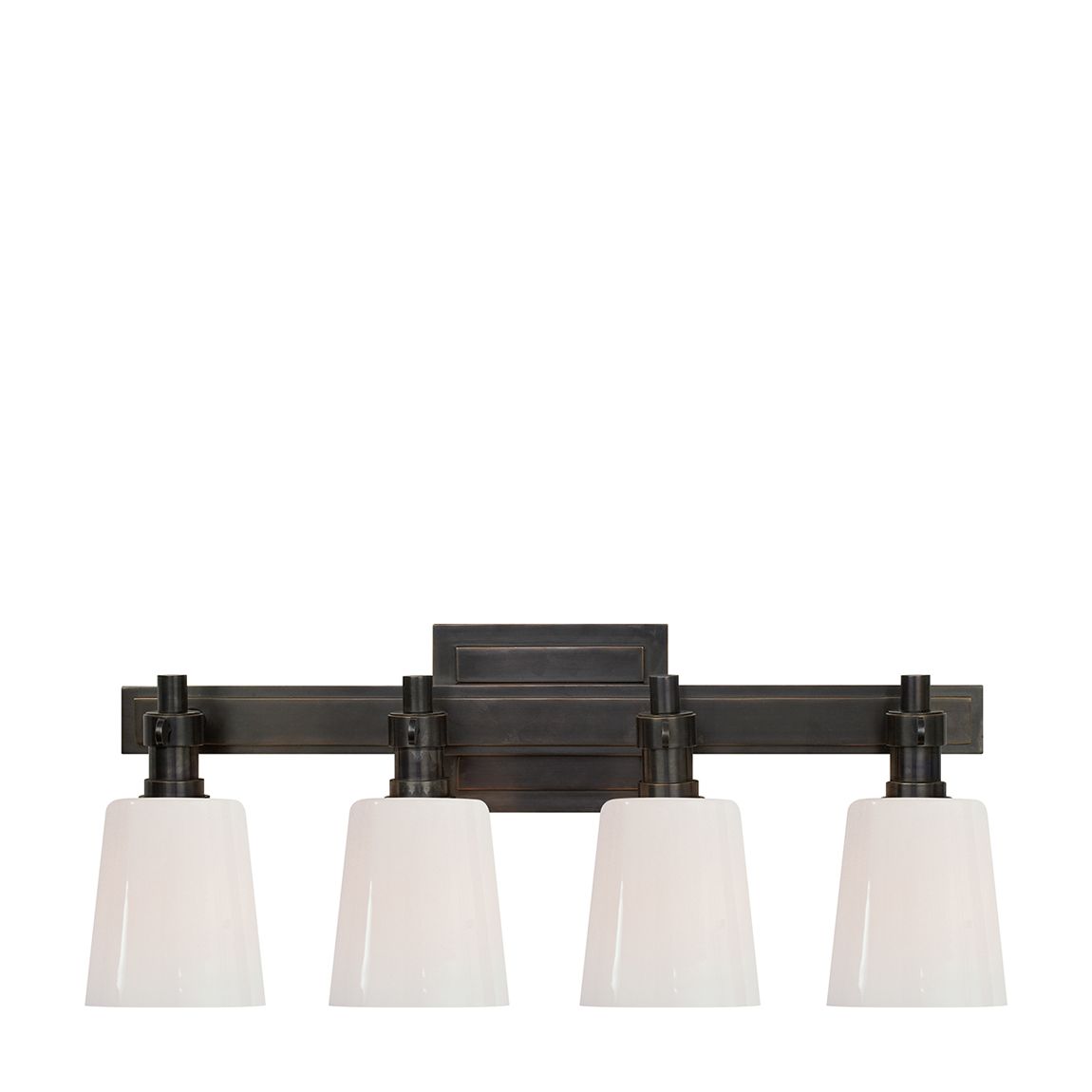 Bryant Four-Light Bath Sconce in Bronze with White Glass main product photo