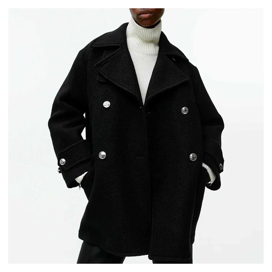 Black Wool Peacoat main product photo