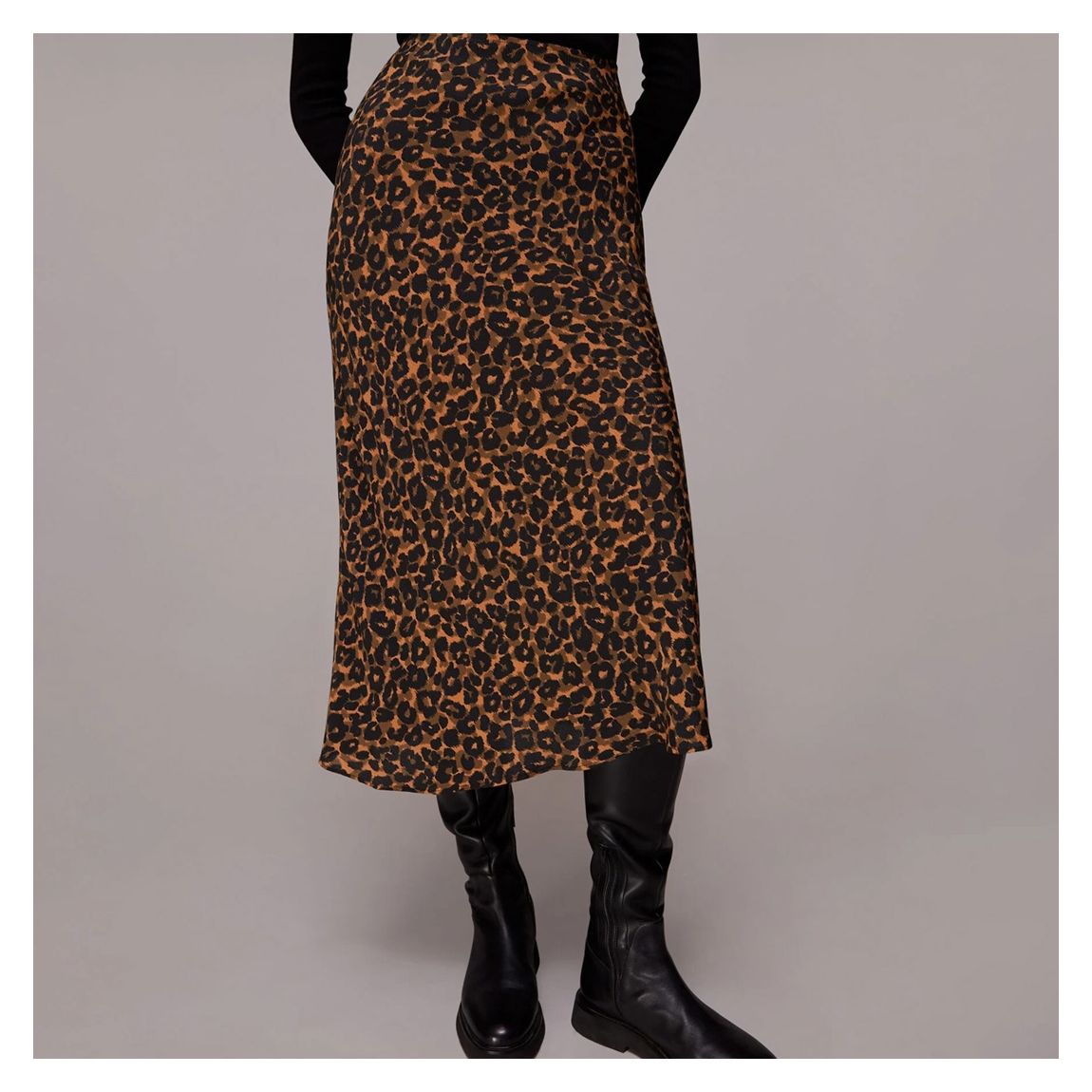 Brown Classic Leopard Bias Cut Skirt main product photo