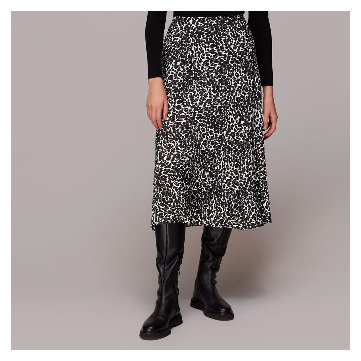 Black Shadow Leopard Bias Cut Skirt main product photo