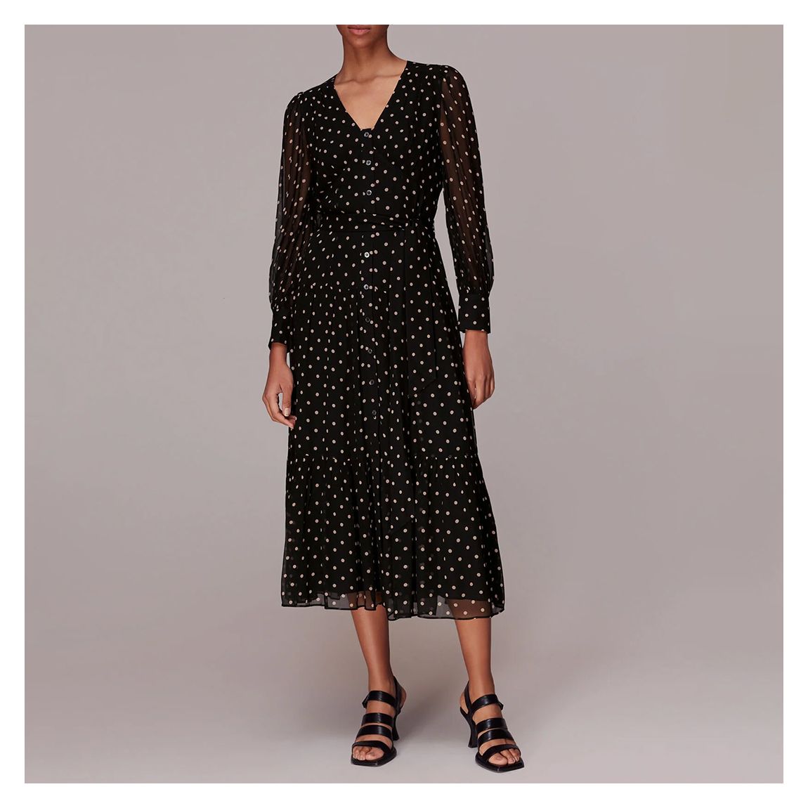Black Spot Textured Midi Dress main product photo