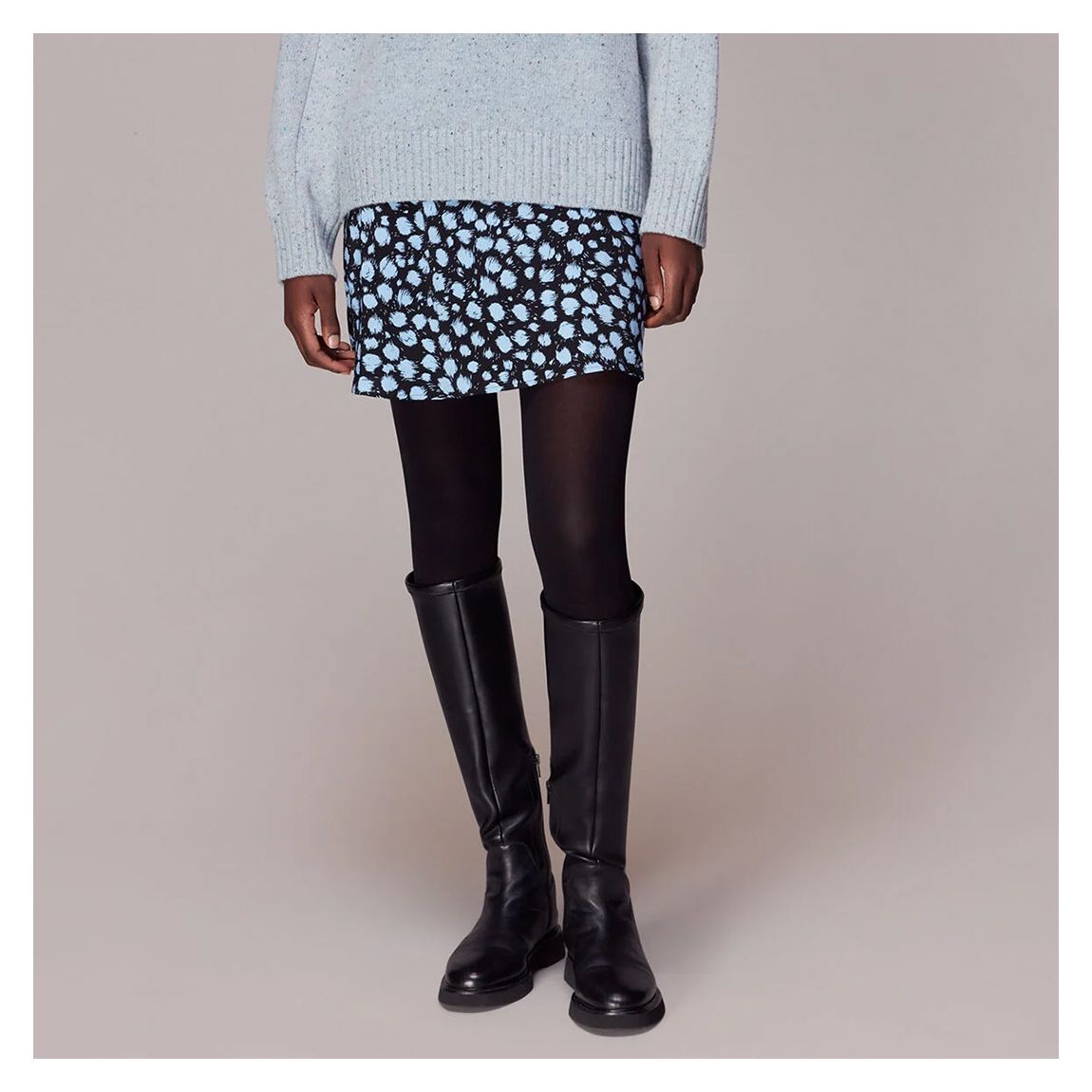 Black/Blue Brushed Dalmatian Mini Skirt main product photo
