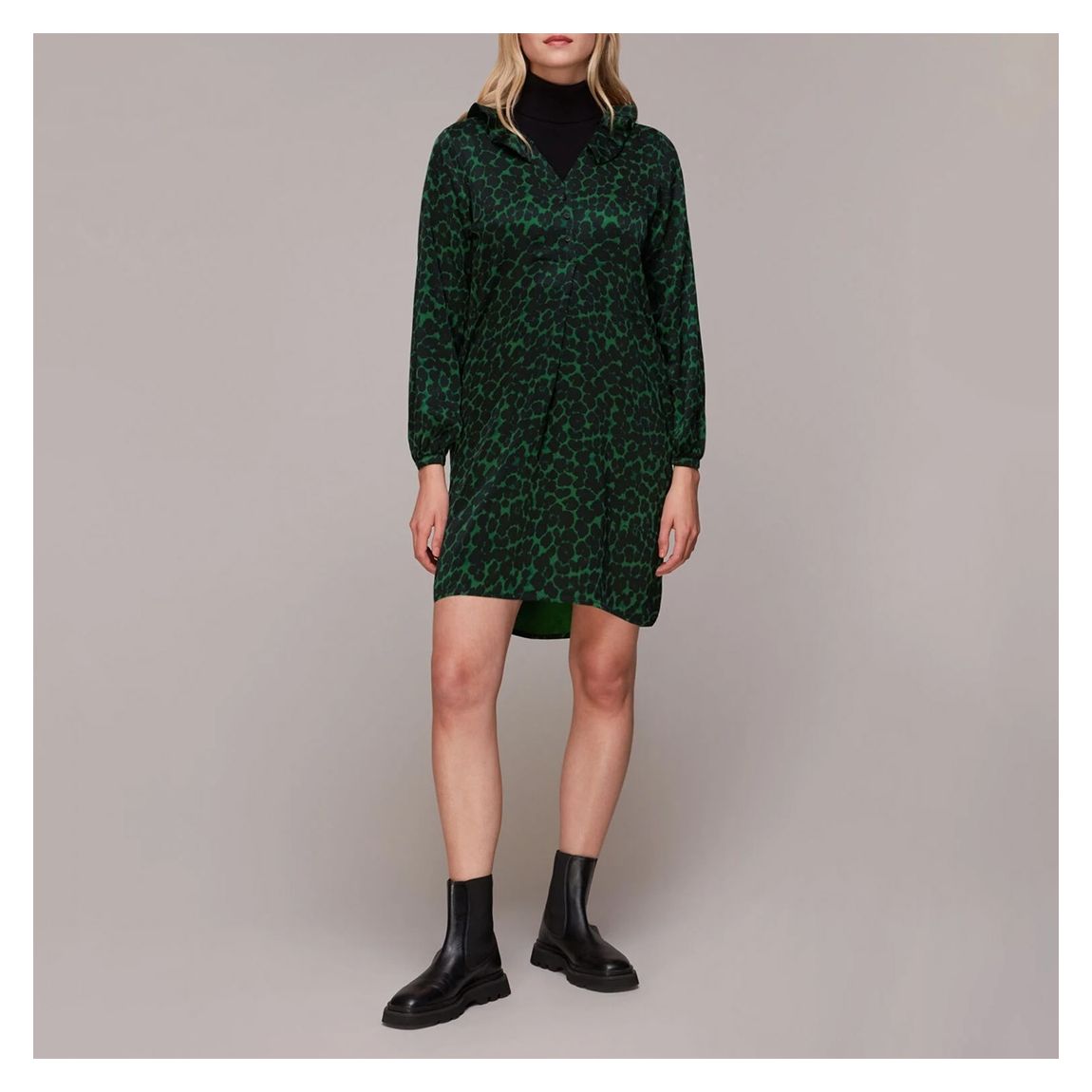 Green Smudge Animal Frill Dress main product photo