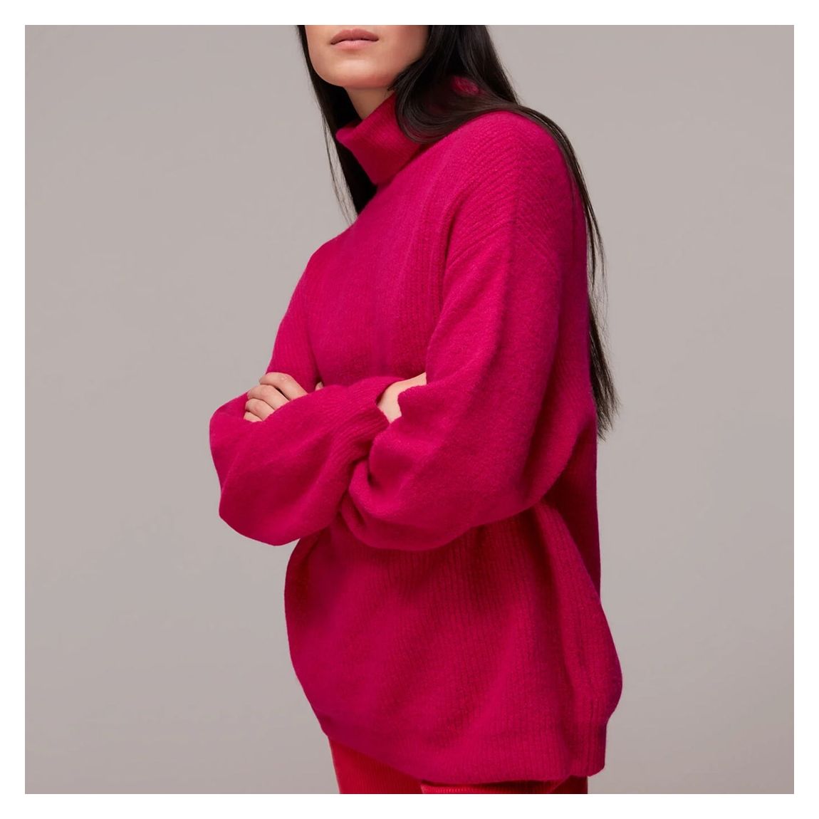 Pink Ribbed Roll Neck Jumper main product photo