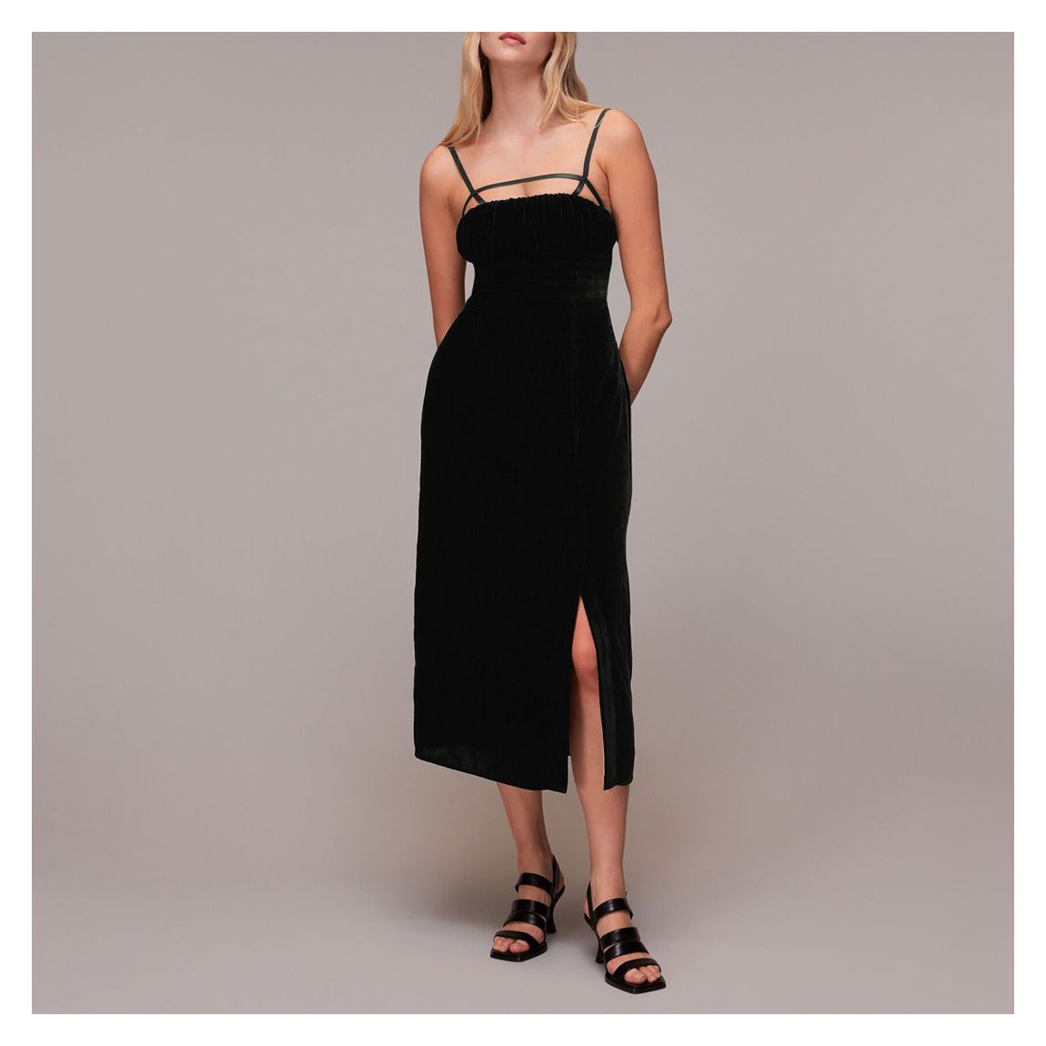 Black Cut Out Velvet Slip Dress main product photo