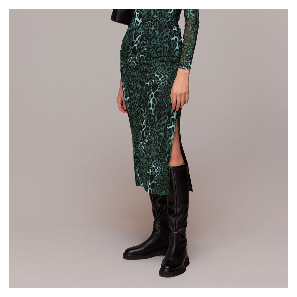 Green/Multi Night Cat Print Mesh Skirt main product photo