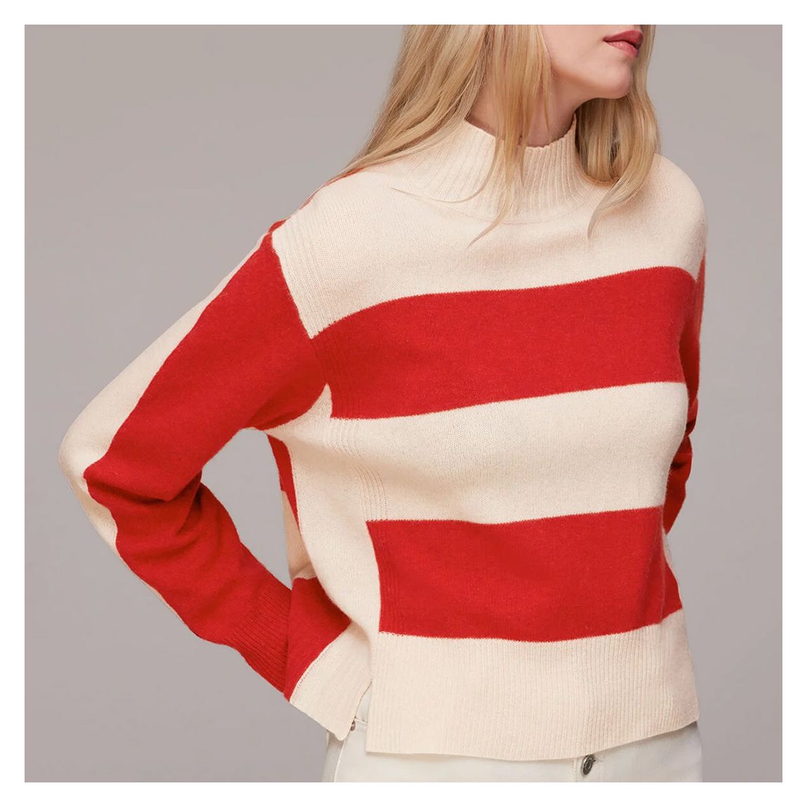 Red/White Colour Block Wool Jumper main product photo
