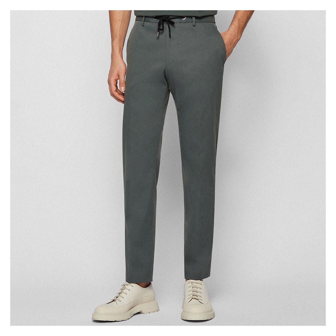Dark Green Bardon Drawstring Suit Trousers main product photo