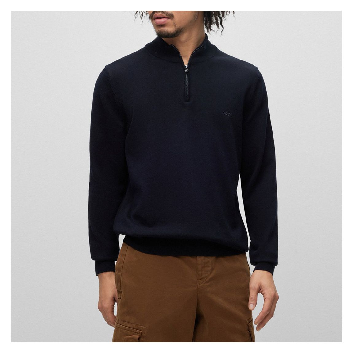 Dark Blue Padro Cotton Half Zip Jumper main product photo