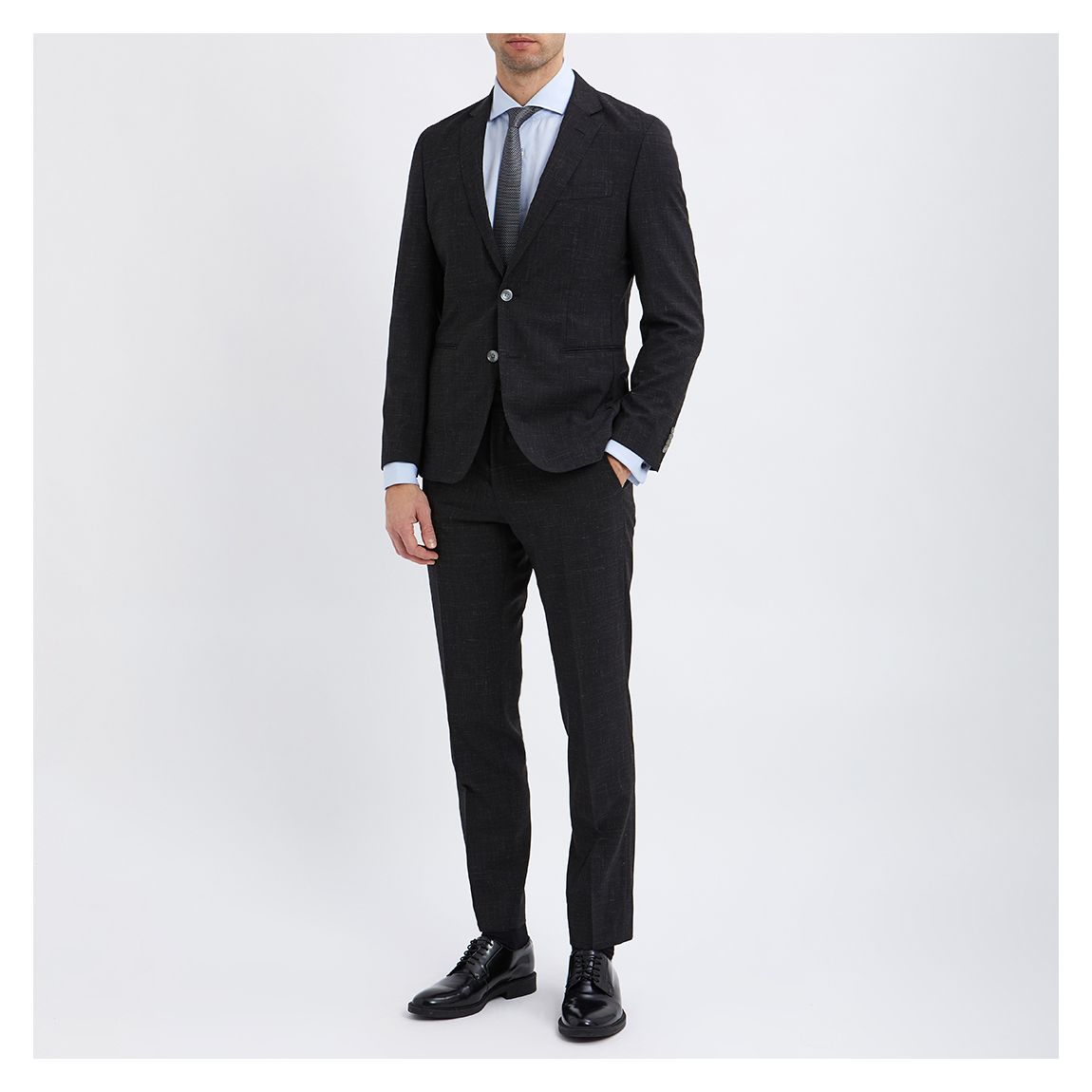 Black Huge 2 Piece Wool Blend Suit main product photo