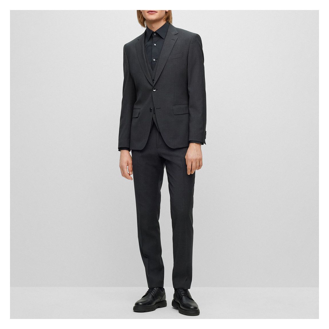 Dark Grey Huge 3 Piece Wool Suit main product photo
