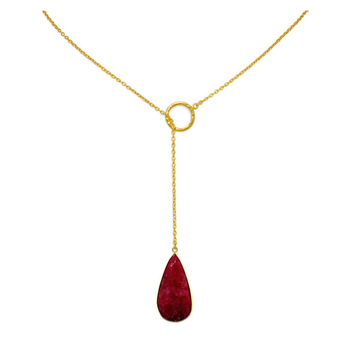 18K Gold Ruby Lariat Necklace main product photo