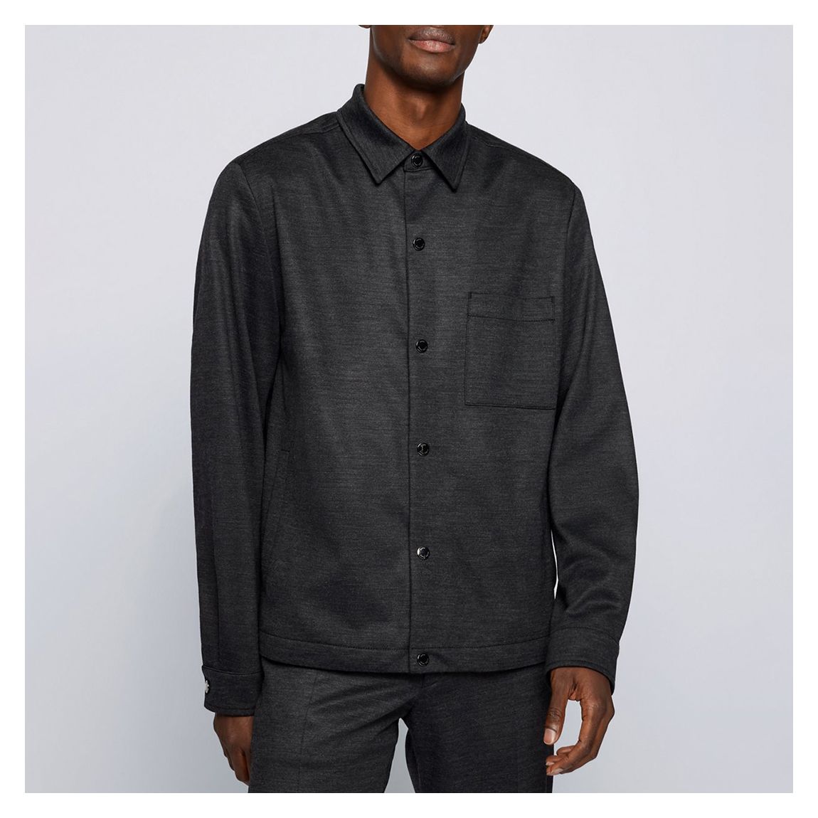 Charcoal Carper Wool Blend Overshirt main product photo