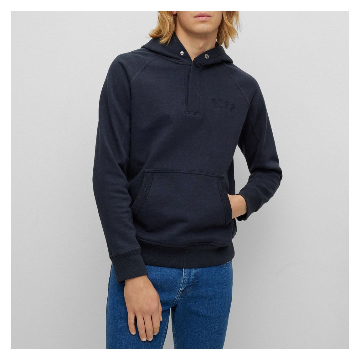 Dark Blue Wecollege Cotton Hoodie main product photo