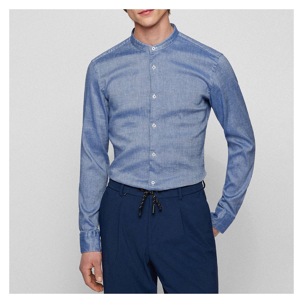 Blue Hank Cotton Blend Shirt main product photo