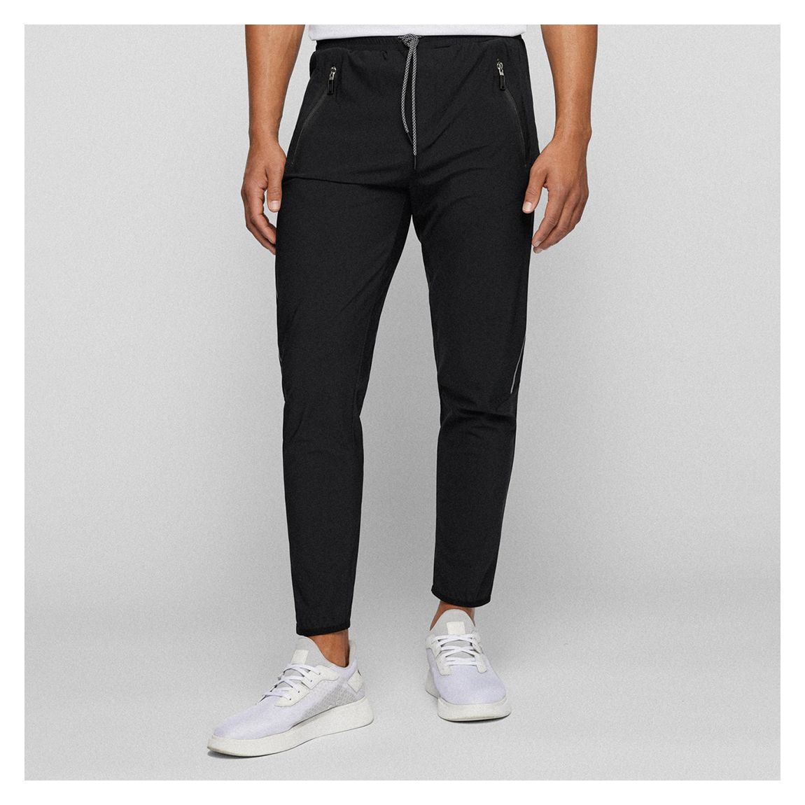 Black Hwoven Straight Stretch Trousers main product photo