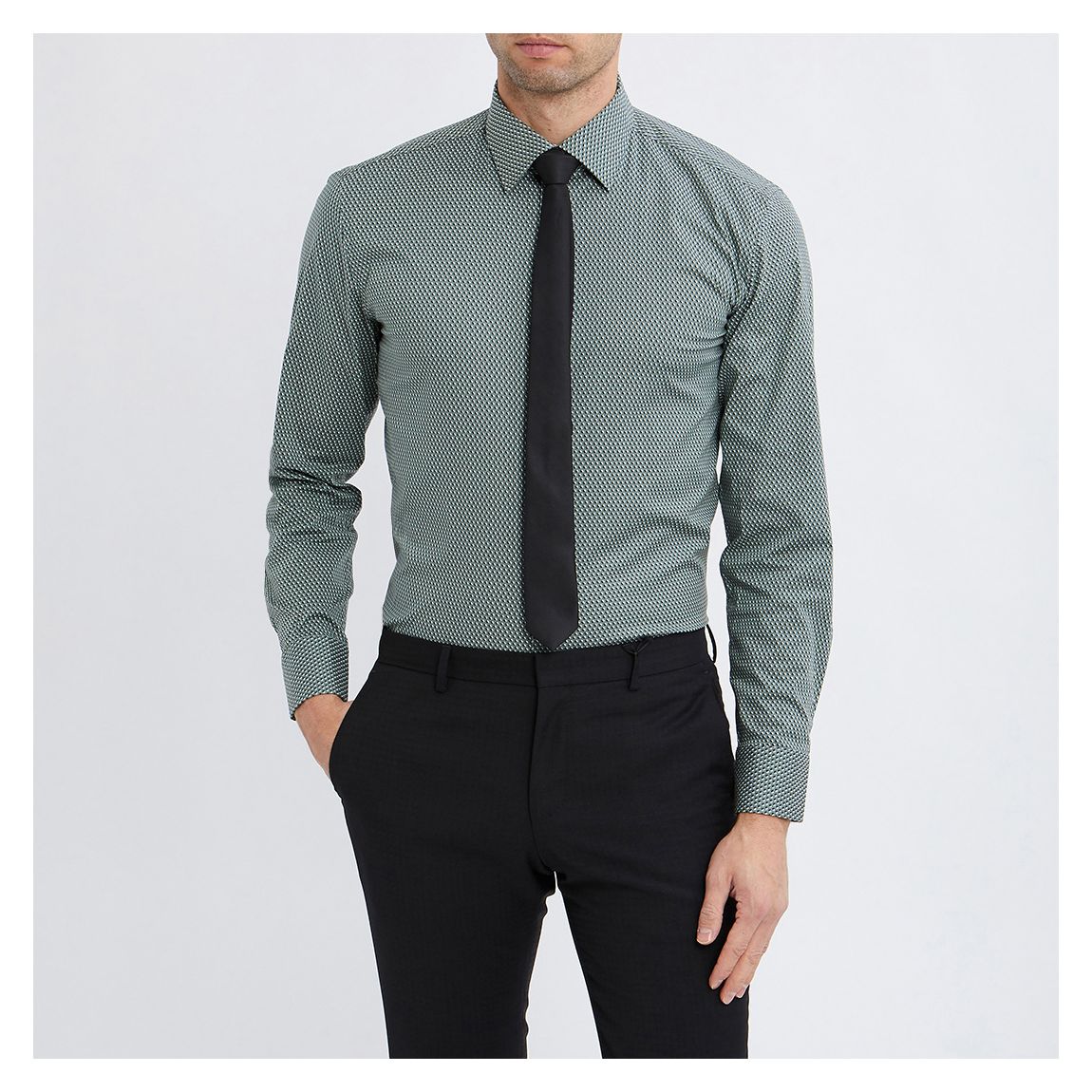 Green Hank Stretch Cotton Shirt main product photo
